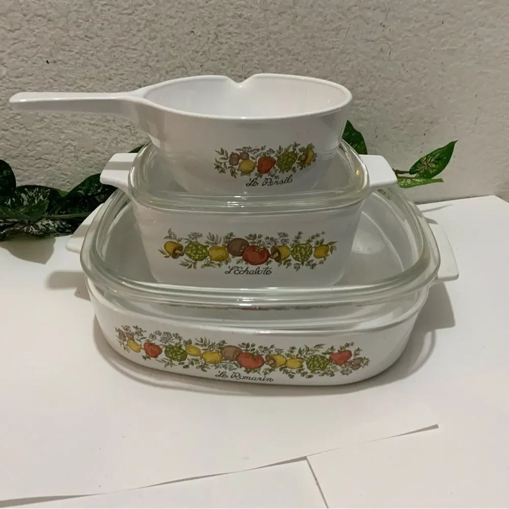 Set 3 RARE Corning Ware Le Romarin‎ Casserole Dish A-10-B l’echalotte le persil